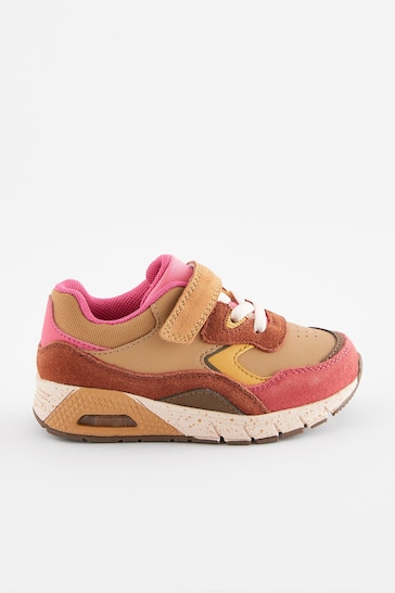 Pink & Brown Elastic Lace Chunky Trainers