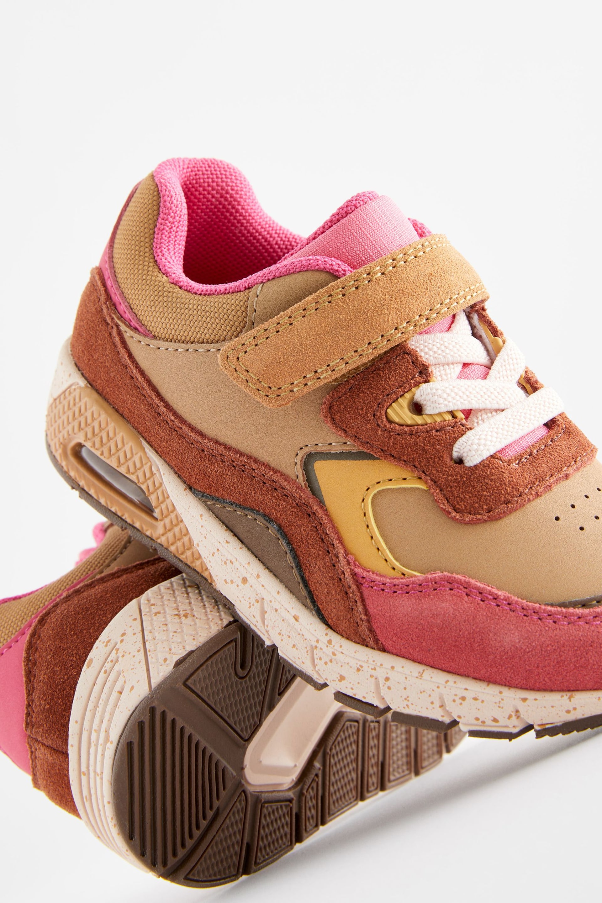 Pink & Brown Elastic Lace Chunky Trainers - Image 4 of 5