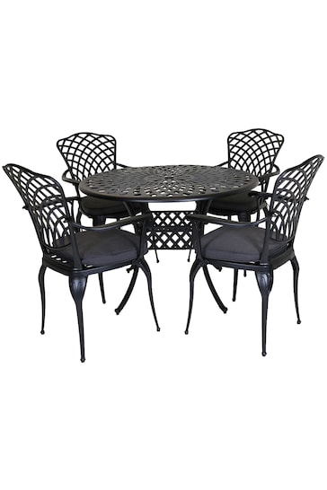 Charles Bentley Grey Garden Cast Aluminium Table and Chairs Set