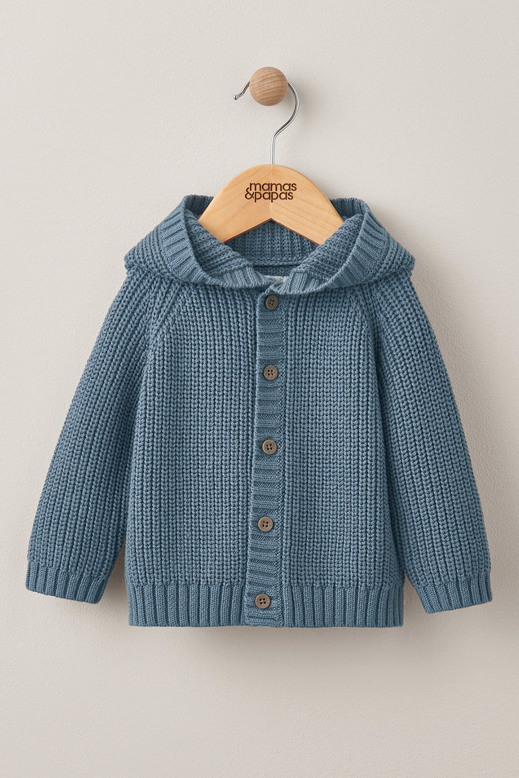 Buy Mamas Papas Blue Hooded Knit Cardigan from Next Luxembourg