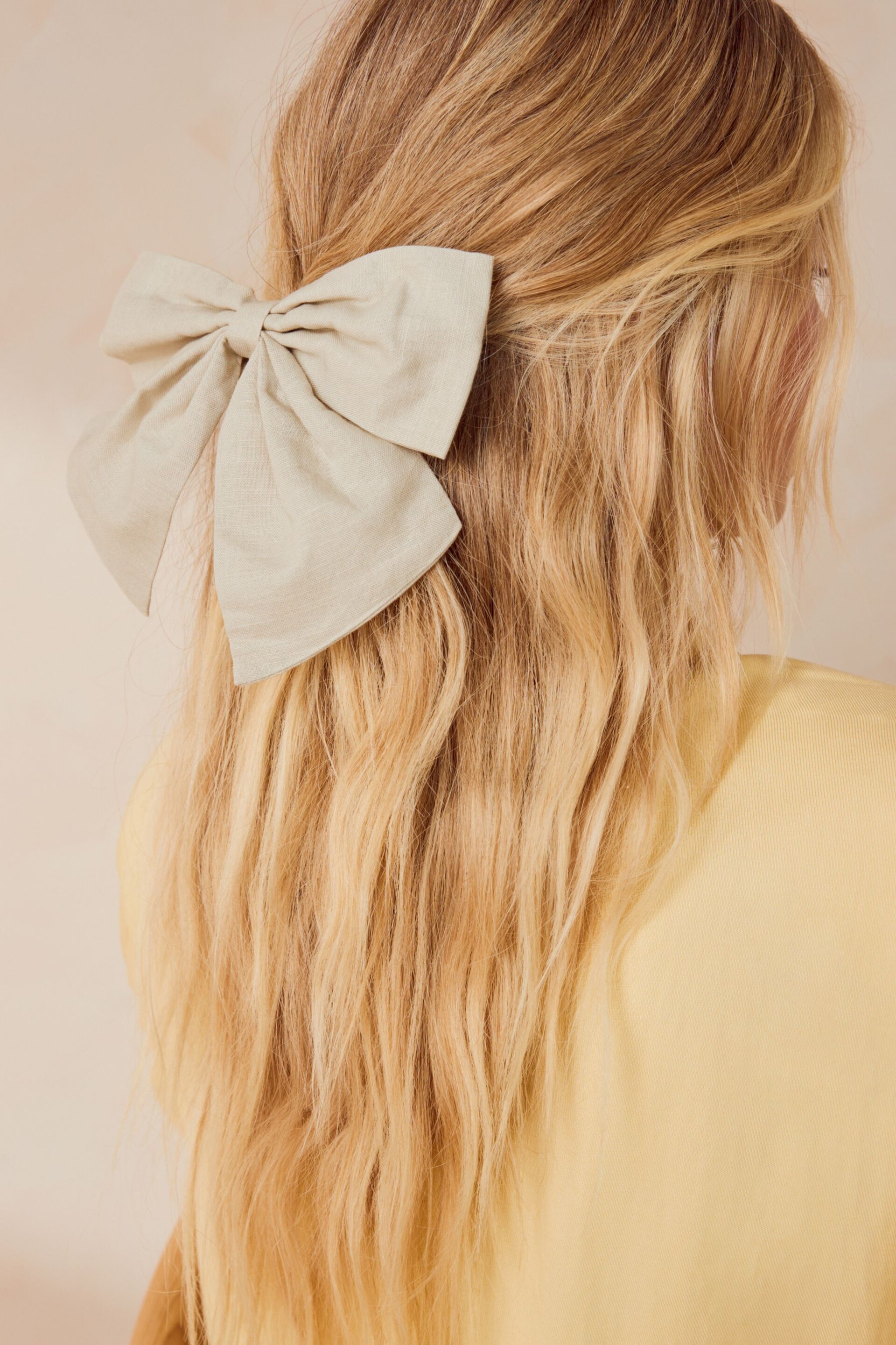 Natural Bow Detail Scrunchie Containing Linen - Image 1 of 3