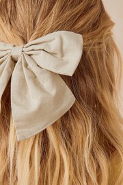 Natural Bow Detail Scrunchie Containing Linen - Image 2 of 3