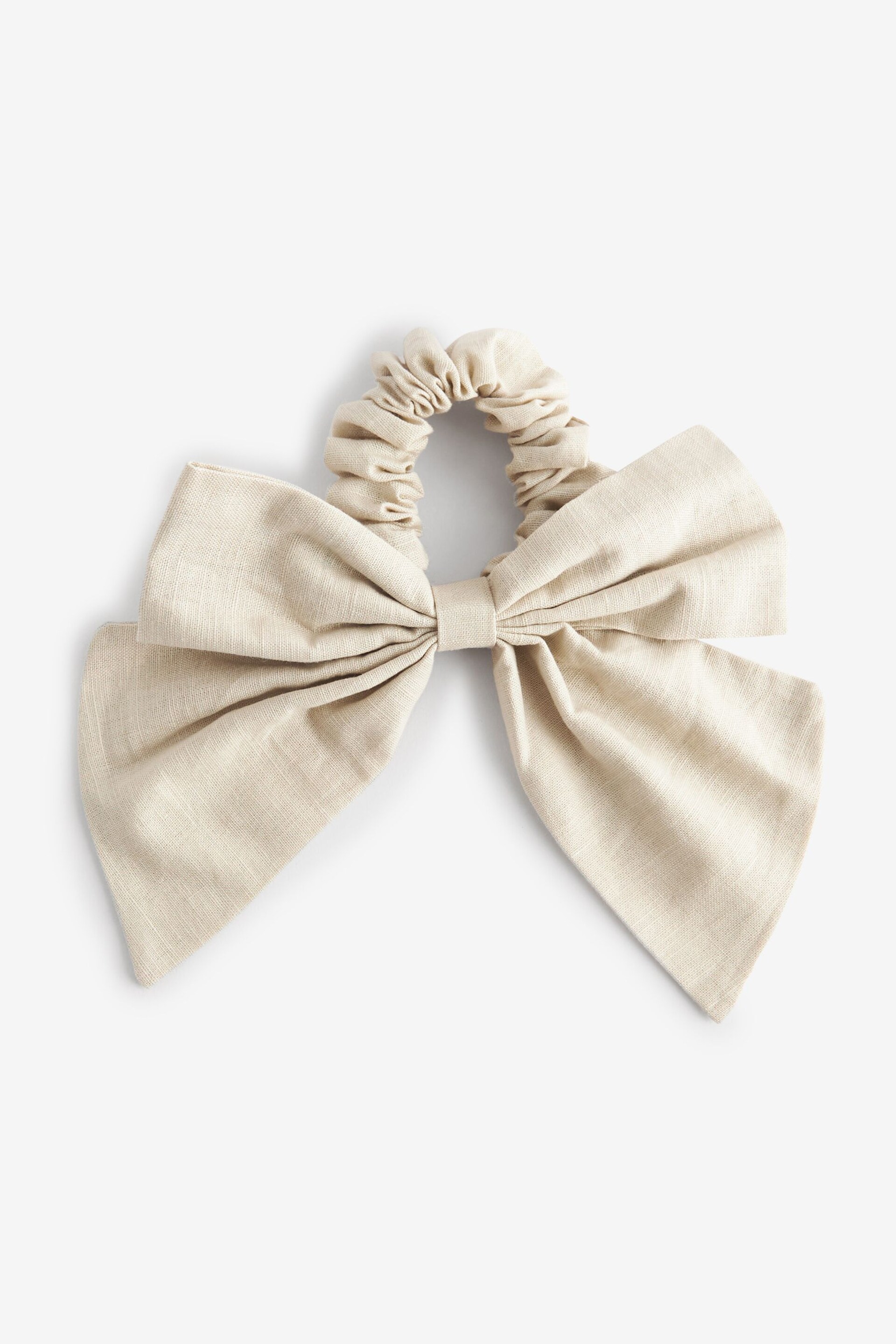 Natural Bow Detail Scrunchie Containing Linen - Image 3 of 3