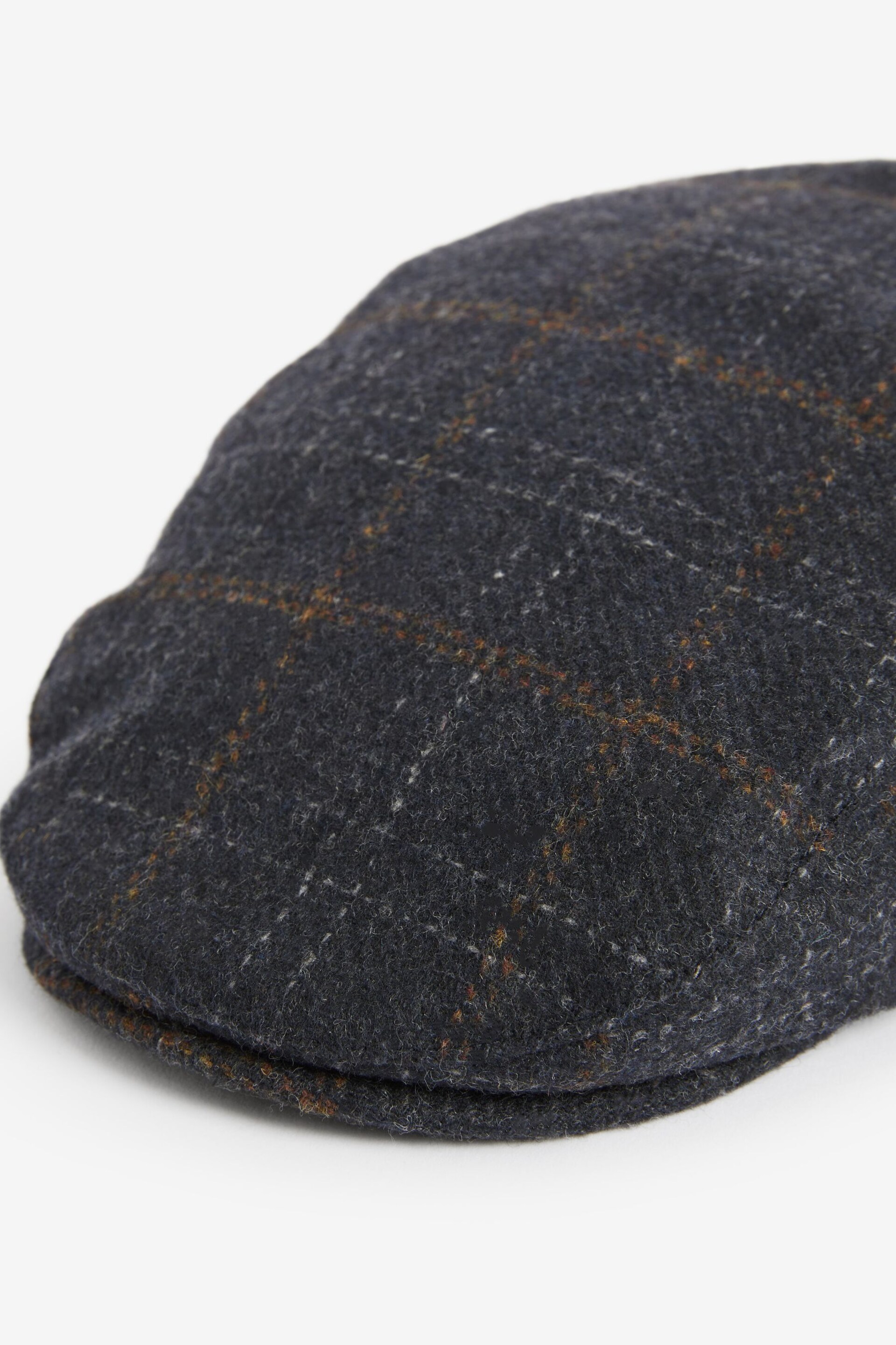 Navy Blue Check Wool Blend Flat Cap (1-16yrs) - Image 2 of 2