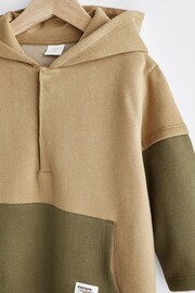 Khaki Green Cosy Sweat Jersey Baby Hooded Romper - Image 7 of 12