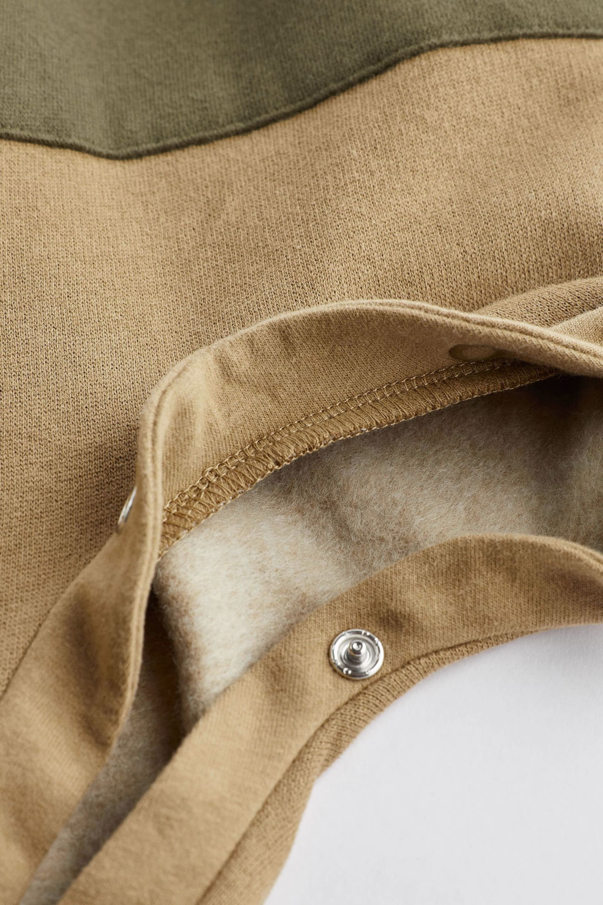 Khaki Green Cosy Sweat Jersey Baby Hooded Romper - Image 8 of 12