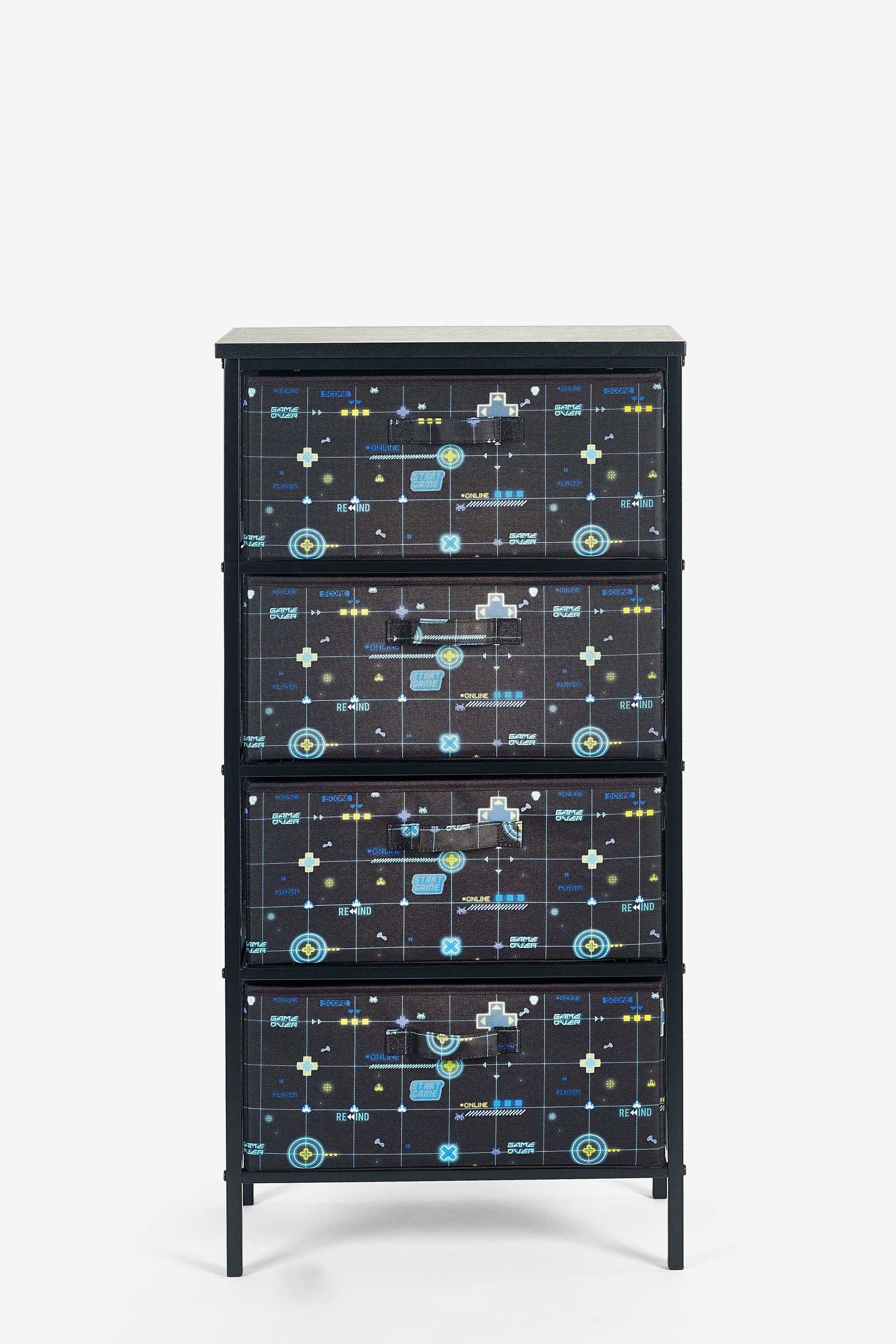 Buy Black Gaming Kids Printed Fabric Chest of Drawers from the