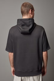 Dark Grey Jersey Cotton Rich Heavyweight Short Sleeve Hoodie - Image 3 of 7