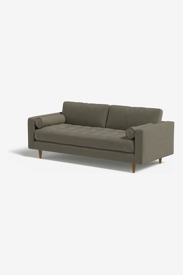 MADE.COM Cotton Weave Dark Olive Scott 3 Seater Sofa