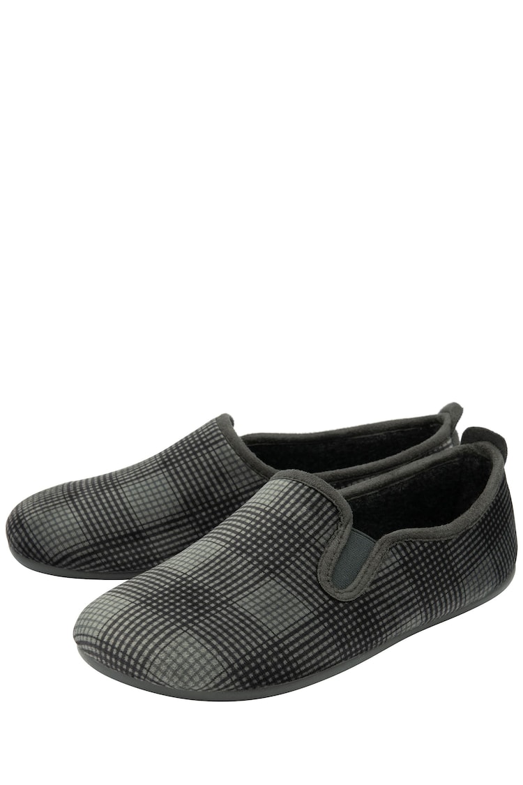 Lotus Grey Check-Print Full Slippers - Image 2 of 4