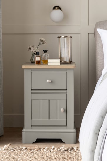 Grey Hampton Country Collection Luxe Painted Oak 1 Drawer Bedside Table