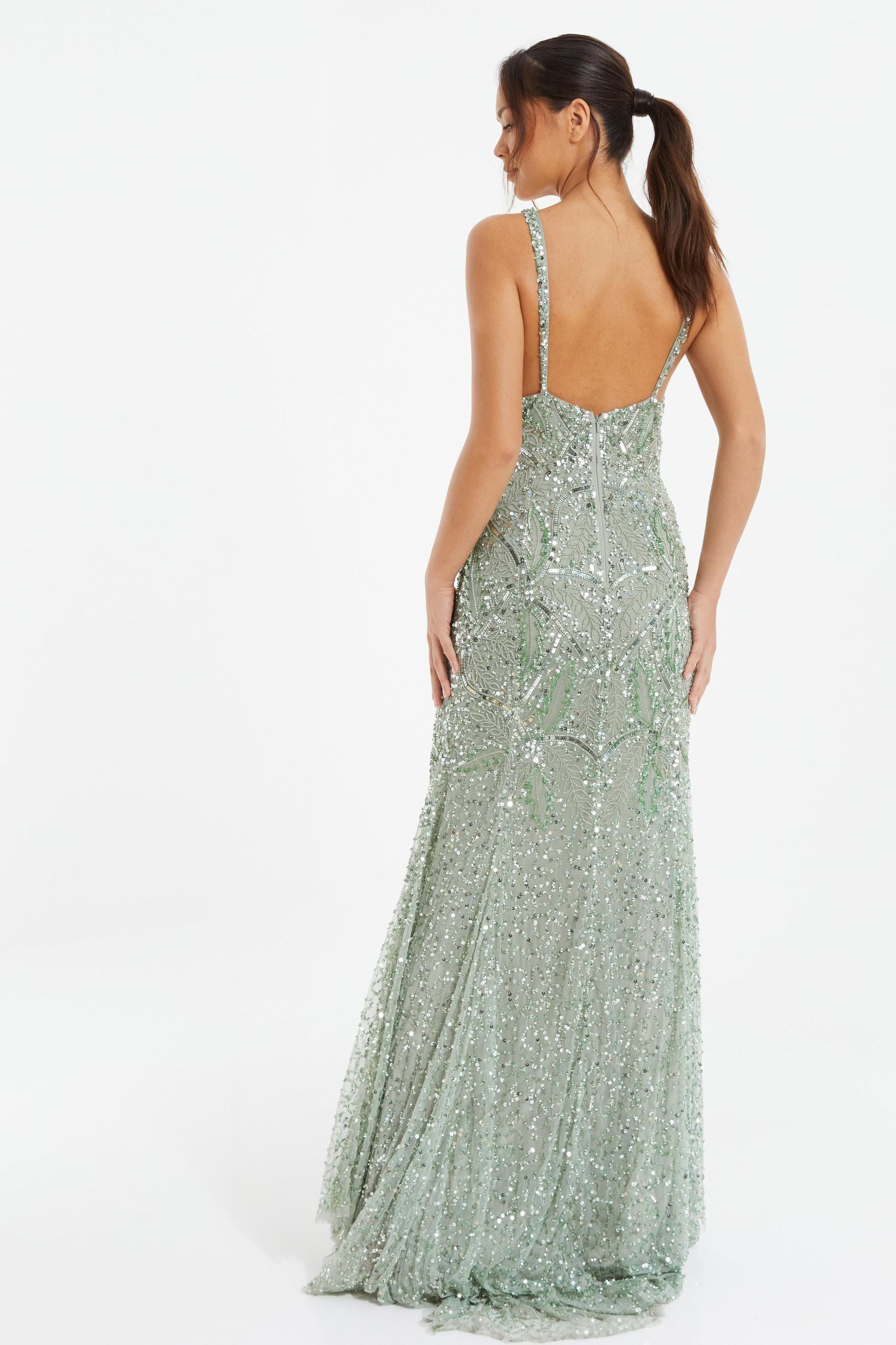 Green sequin dress quiz top