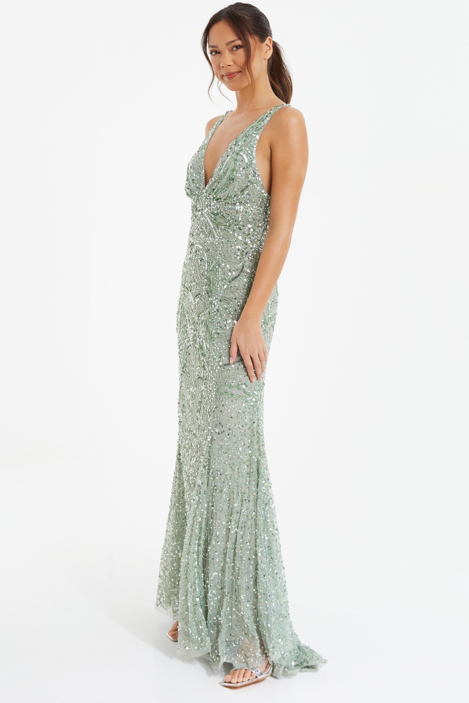 Green sequin maxi dress deals