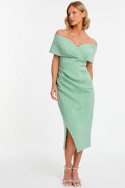 Quiz Green Scuba Bardot Midi Dress - Image 3 of 6