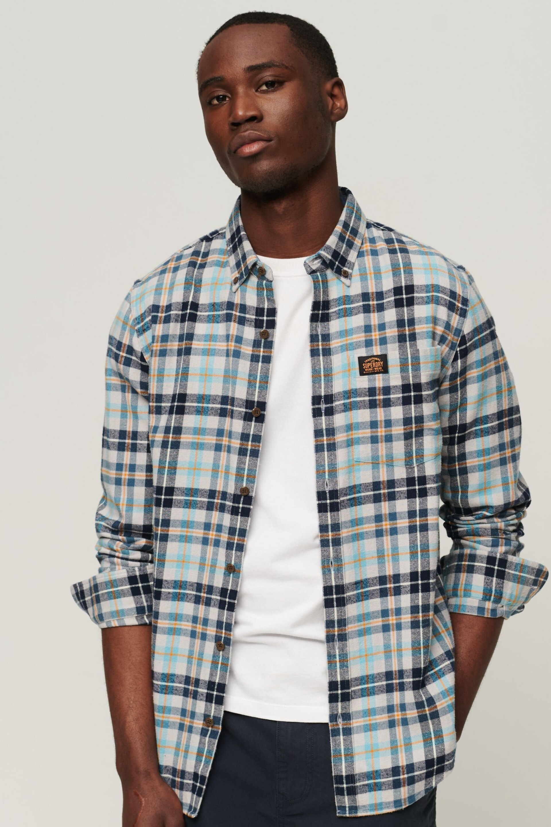 Superdry Grey Long Sleeve Cotton Lumberjack Shirt - Image 1 of 7