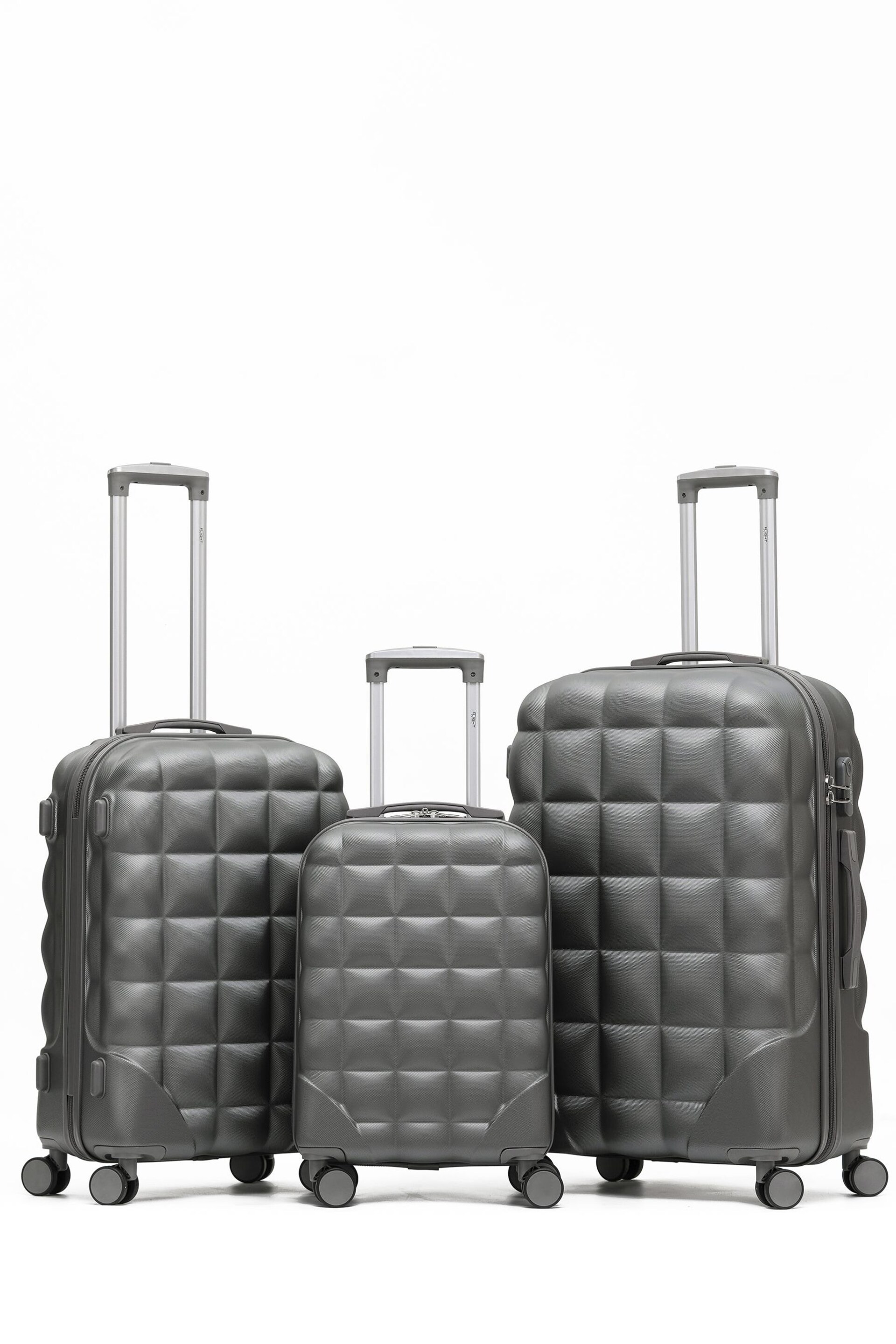 Flight Knight Hardcase Large Check in Suitcases and Cabin Case Black/Silver Set of 3 - Image 1 of 7