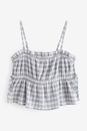 Blue Checked Cheesecloth Ruched Top - Image 5 of 6
