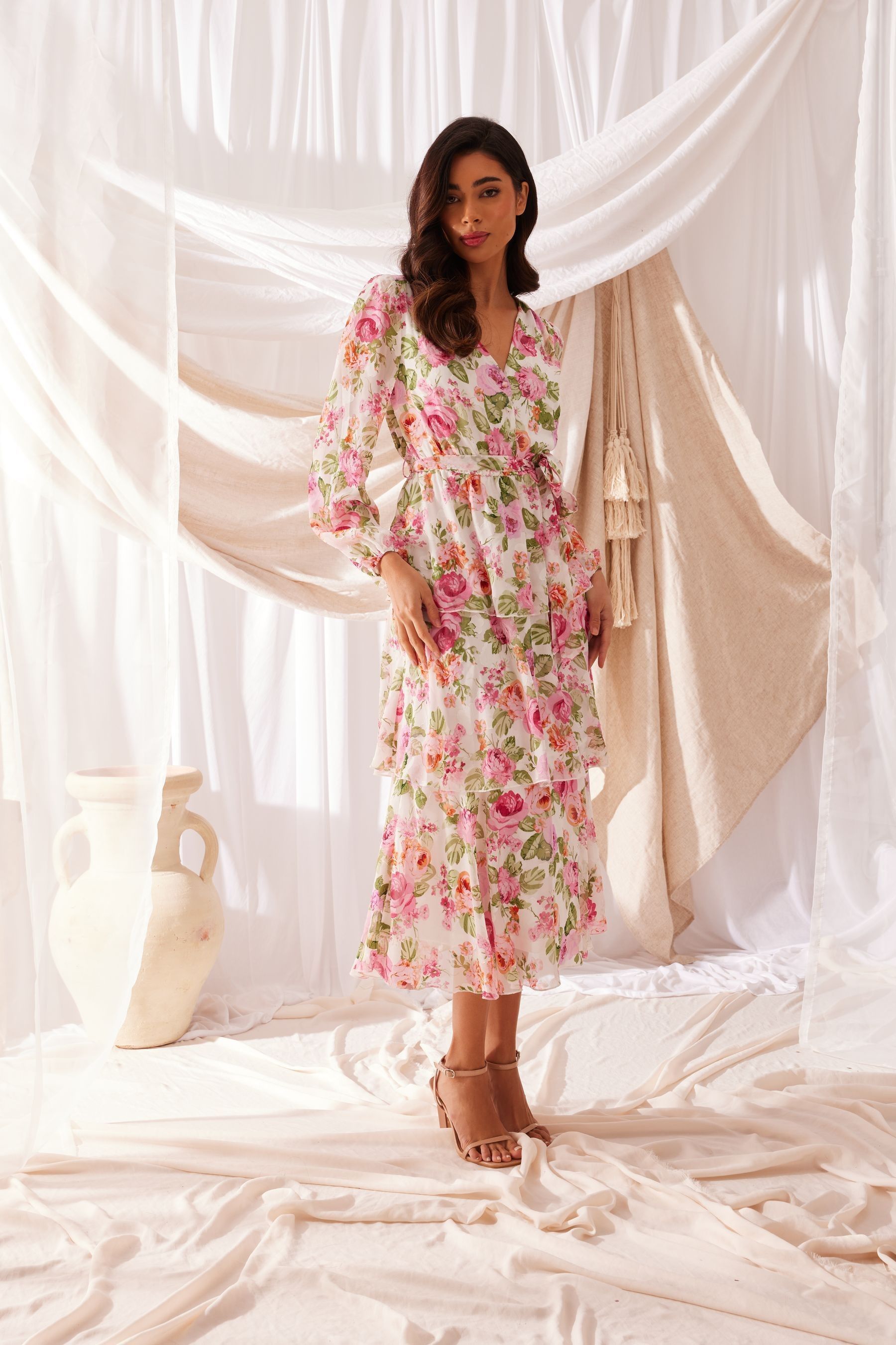 Quiz tie belt midi dress sales