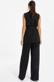 Quiz Black Woven Tailored Waistcoat With Tie Waist - Image 2 of 4