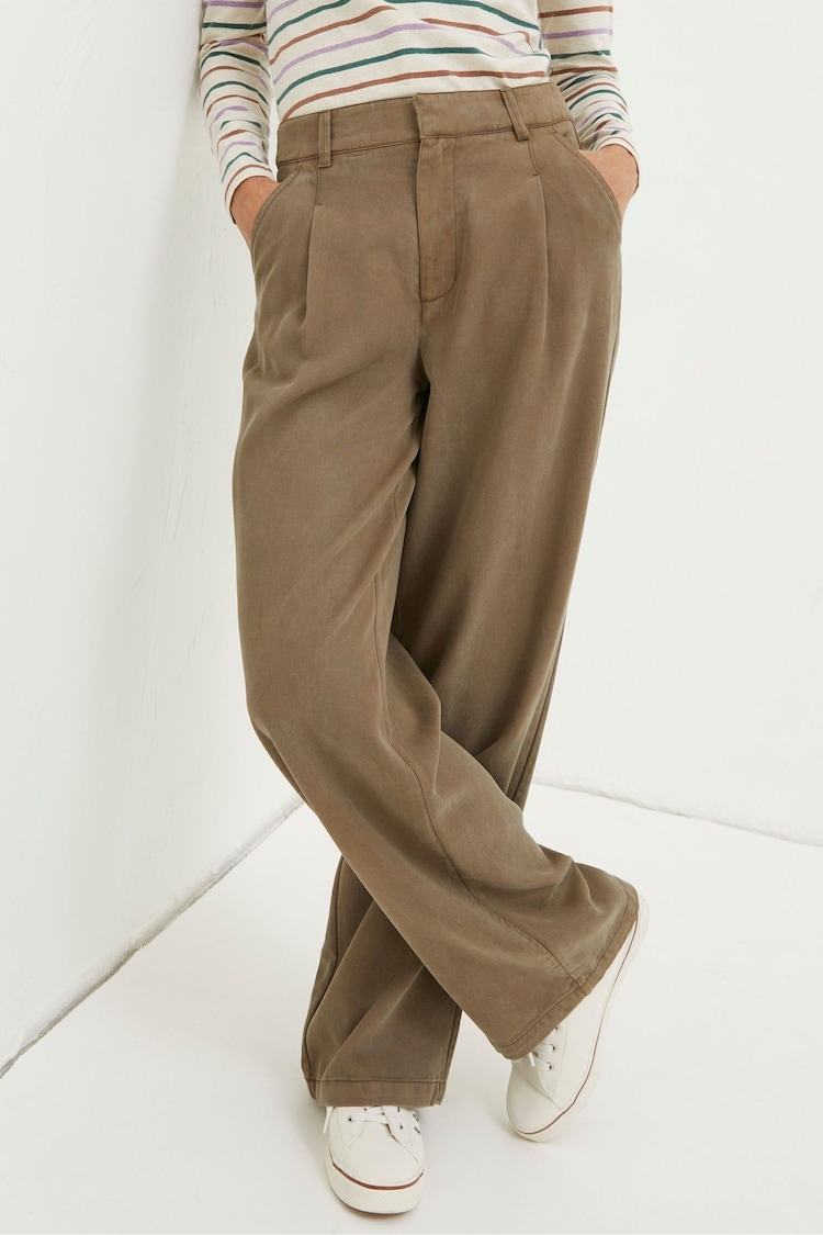 FatFace Blake Green Wide Leg Drape Trousers - Image 2 of 6