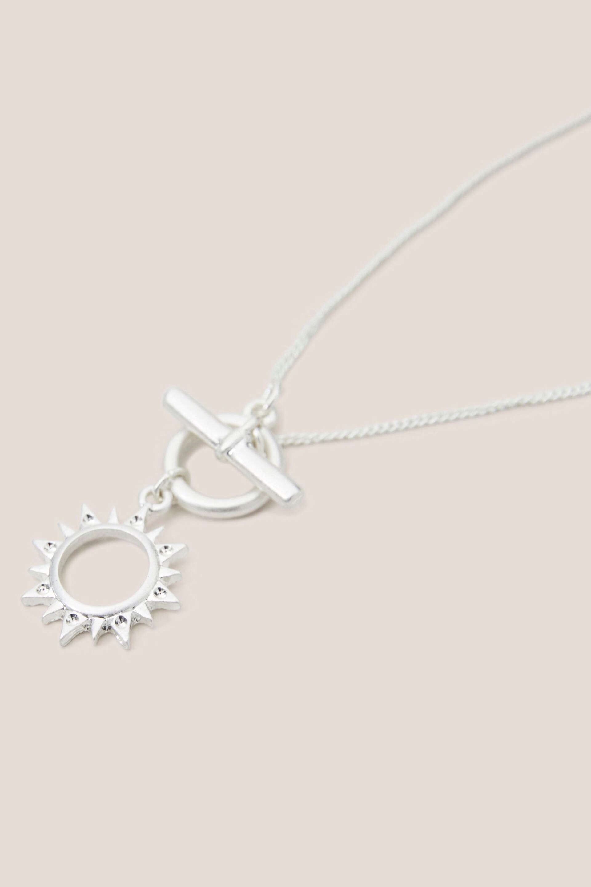 White Stuff Silver Tone Sun Pendant Necklace - Image 2 of 2