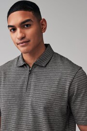Grey/Black Zip Neck Smart Polo Shirt - Image 1 of 7