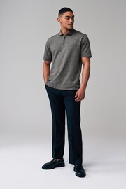Grey/Black Zip Neck Smart Polo Shirt - Image 3 of 7