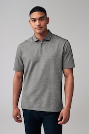 Grey/Black Zip Neck Smart Polo Shirt - Image 4 of 7