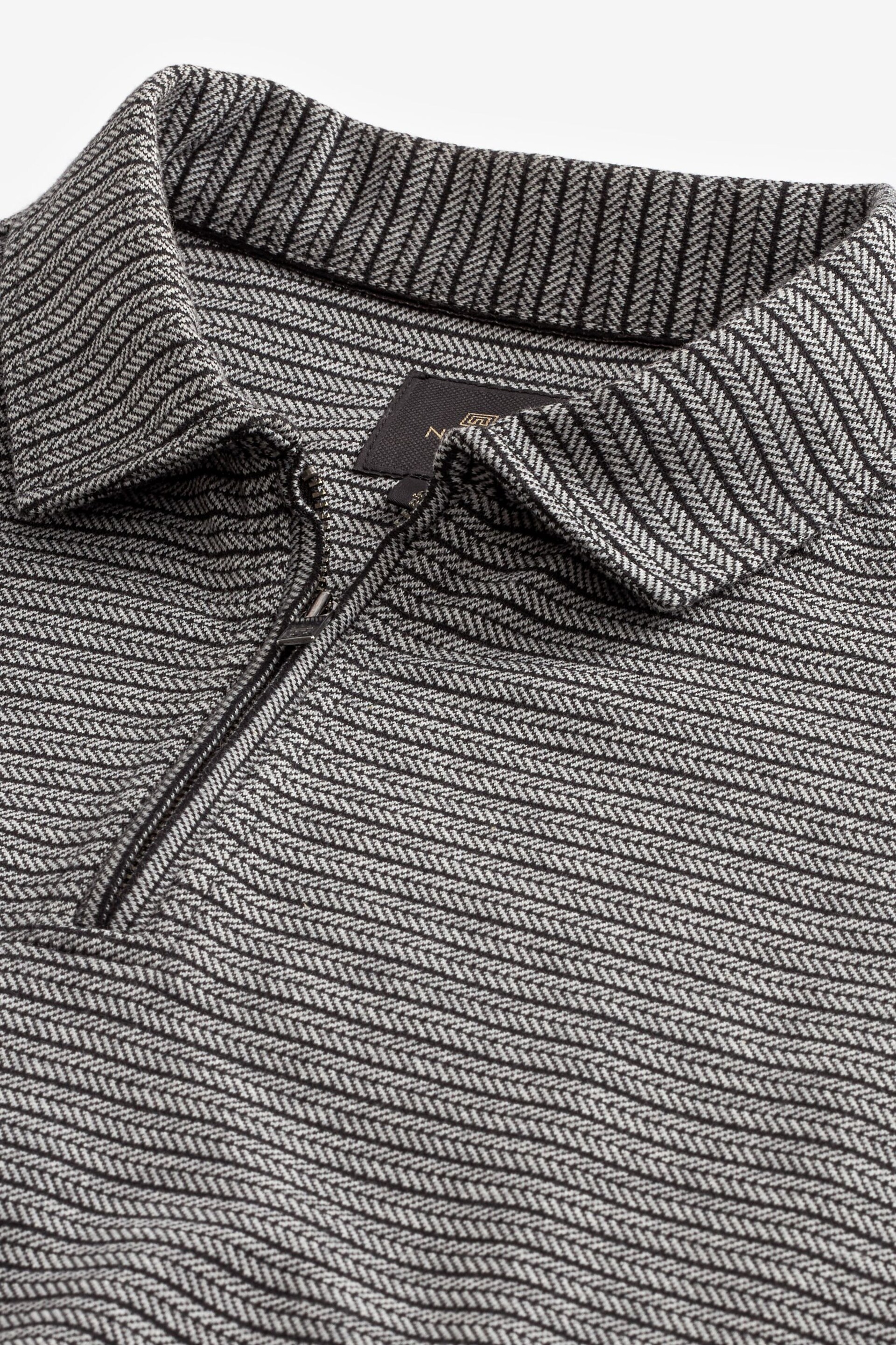 Grey/Black Zip Neck Smart Polo Shirt - Image 6 of 7