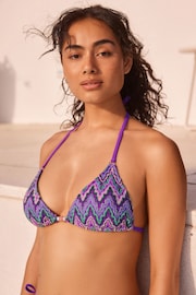 Purple/Green Crochet Triangle Bikini Top - Image 1 of 6