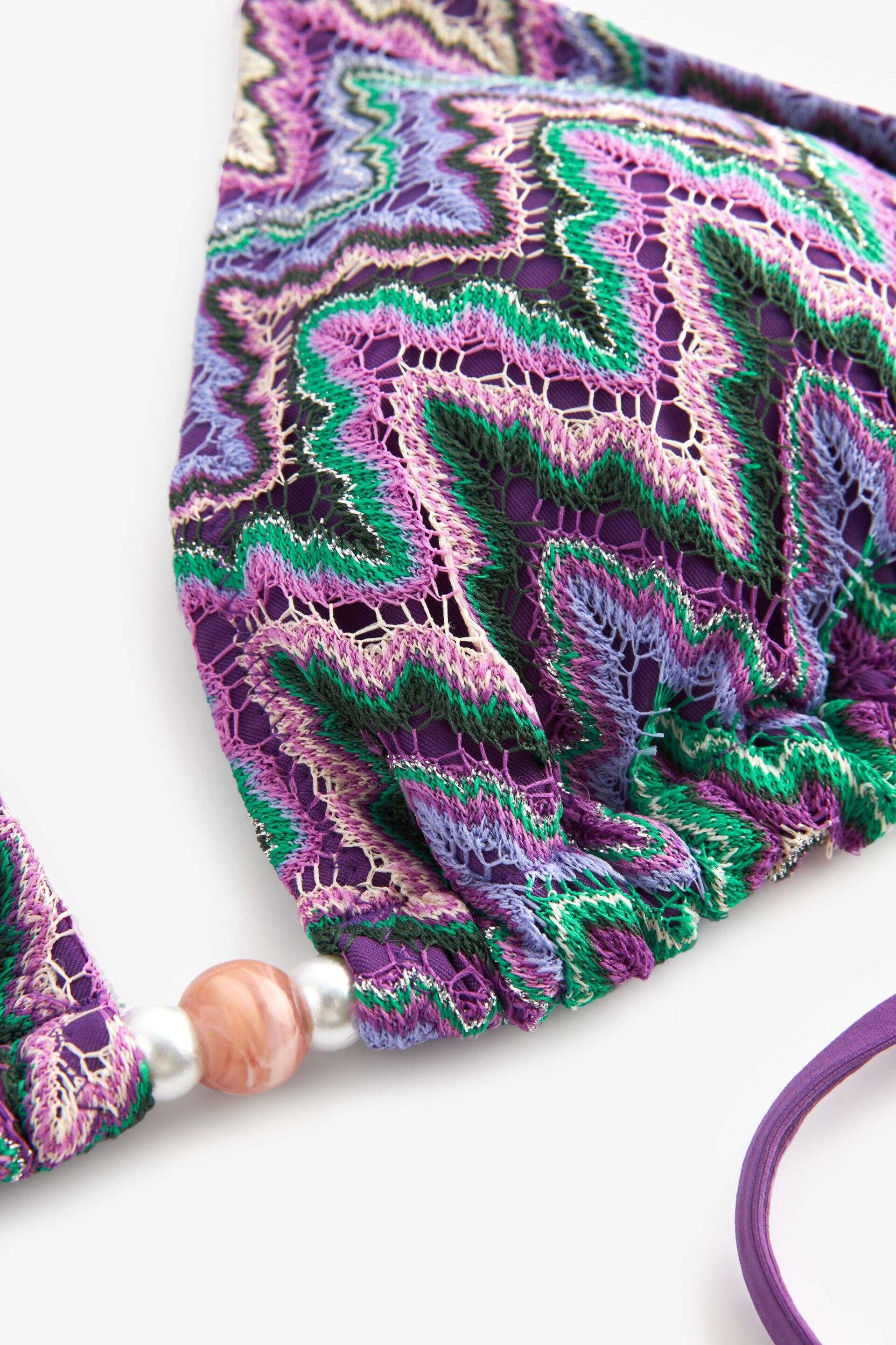 Purple/Green Crochet Triangle Bikini Top - Image 6 of 6