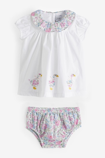 Trotters London Little Felicite My First Duck White 2 Piece Dress