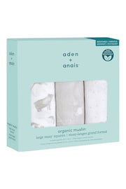 aden + anais White Organic Cotton Muslin Squares 3 Pack - Image 2 of 2