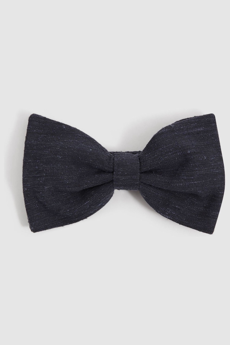 Reiss Navy Padua Silk Blend Textured Bow Tie - Image 1 of 4