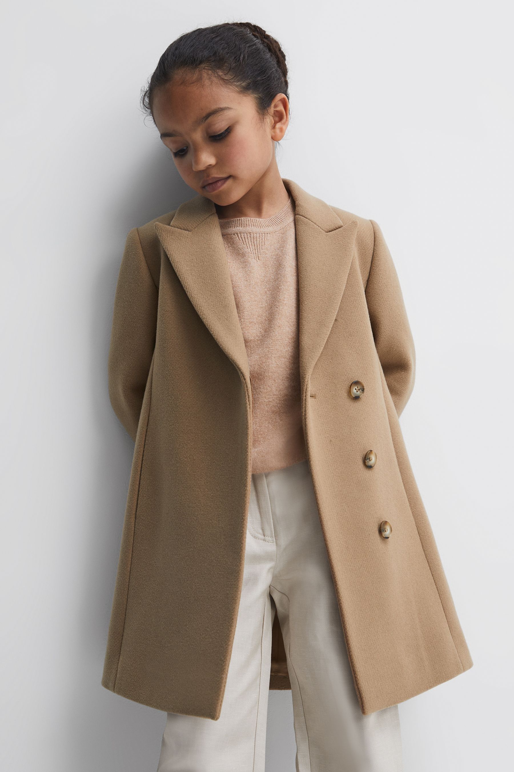Benetton mid length hidden double breasted coat cheap