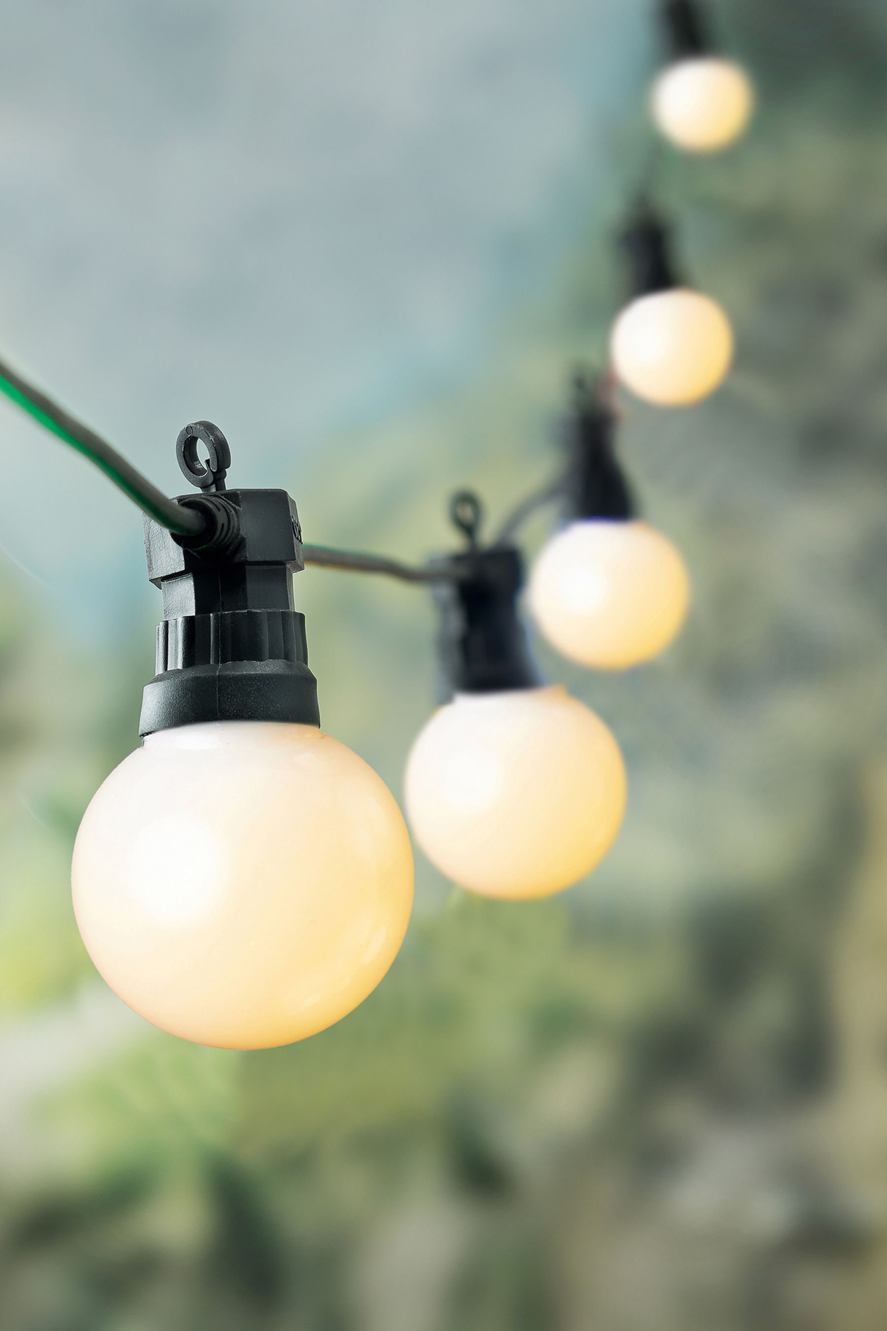 White outdoor shop party lights