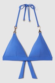 Reiss Light Blue Riah Triangle Halter Neck Bikini Top - Image 2 of 6