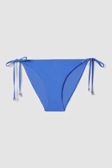 Reiss Light Blue Riah Side Tie Bikini Bottoms