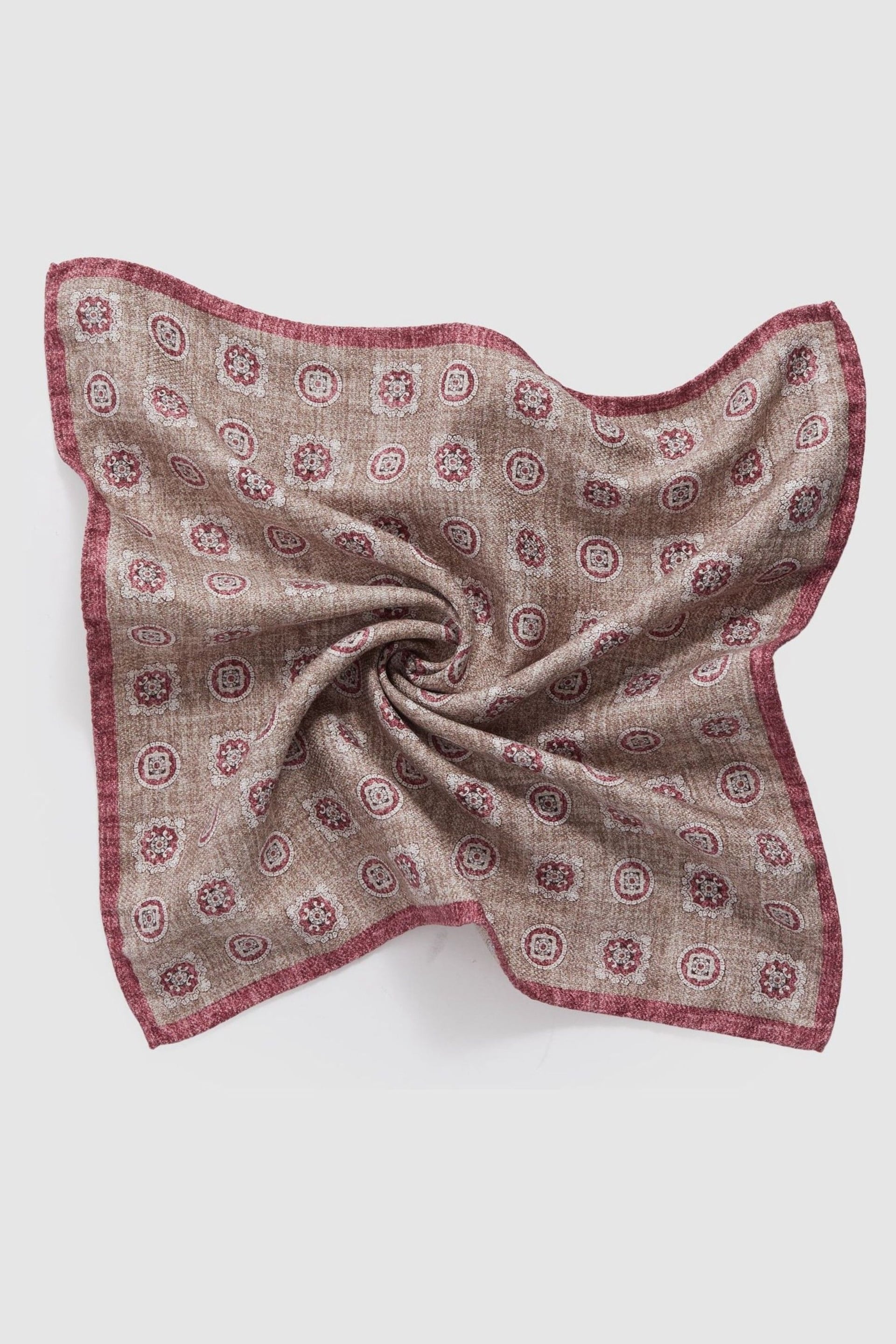 Reiss Oatmeal/Rose Tindari Silk Reversible Pocket Square - Image 5 of 5