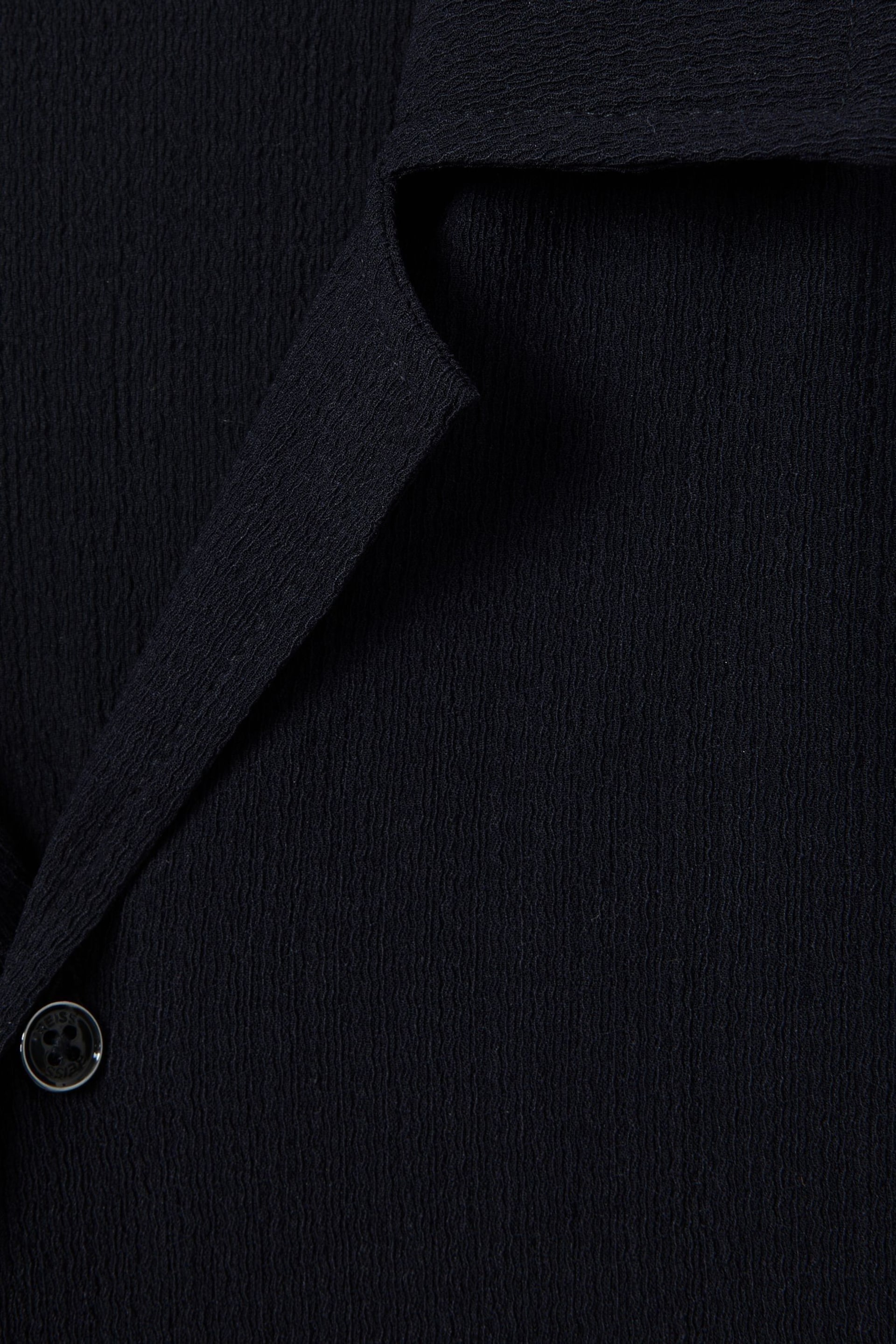 Reiss Navy Hunt Textured Cuban Collar Shirt - Image 6 of 6