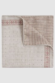 Reiss Oatmeal Melange Cataldo Silk Reversible Pocket Square - Image 1 of 5