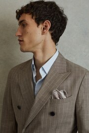 Reiss Oatmeal Melange Cataldo Silk Reversible Pocket Square - Image 2 of 5