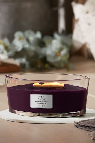 Woodwick Purple Ellipse Scented Candle with Crackle Wick Spiced Blackberry