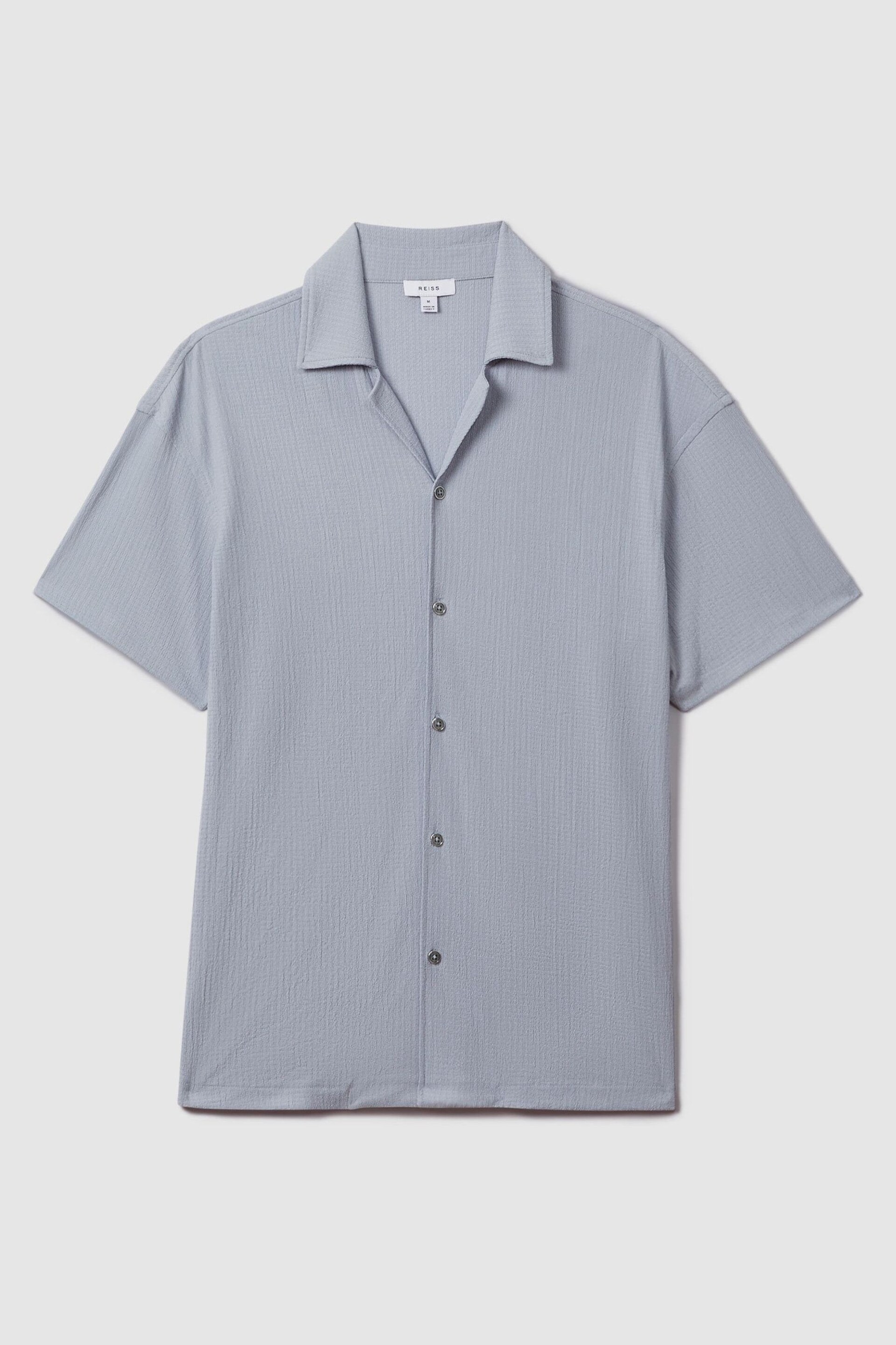 Reiss Porcelain Blue Hunt Textured Cuban Collar Shirt - Image 2 of 6