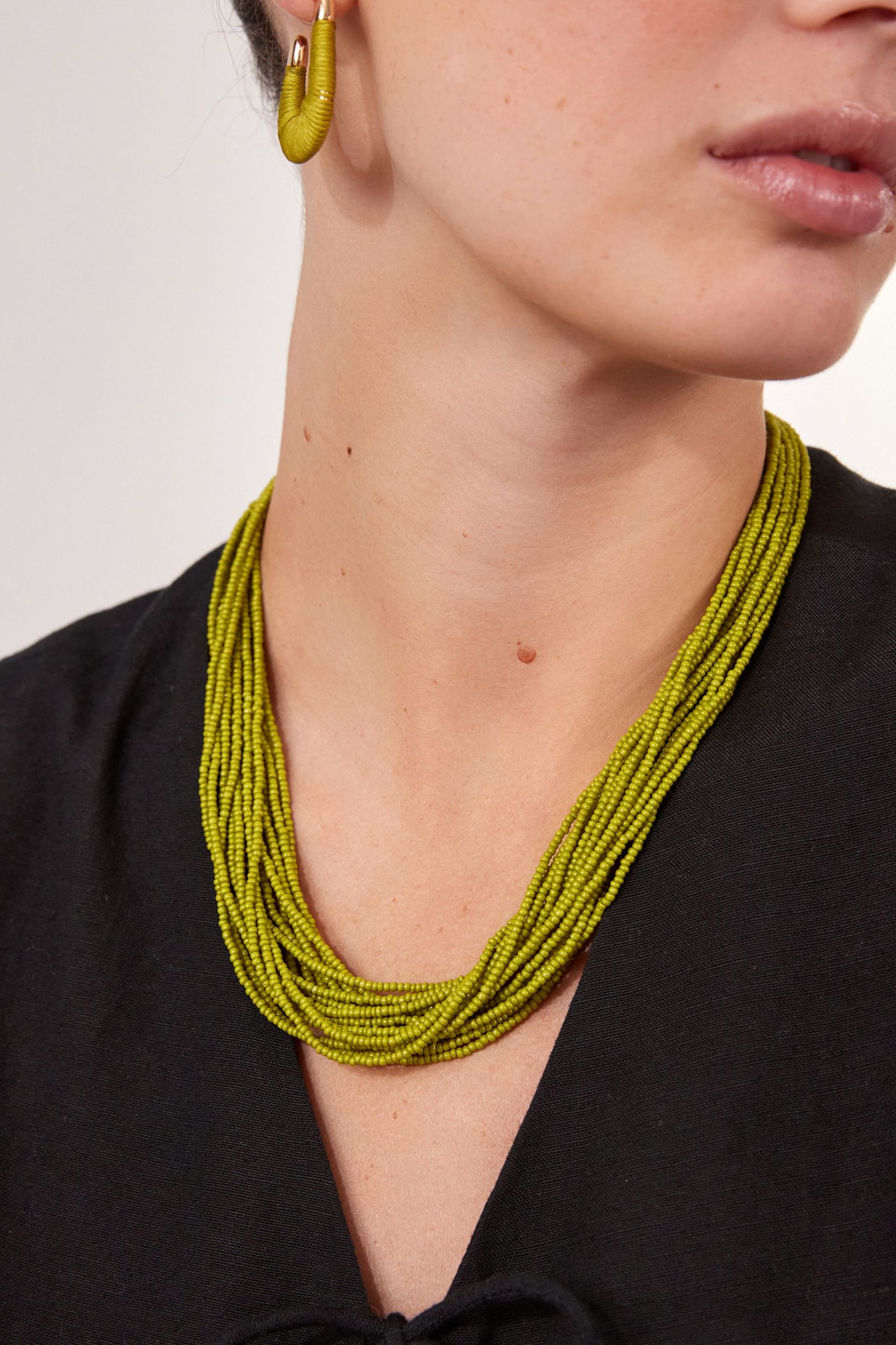 Lime Green Multi Layer Beaded Necklace - Image 2 of 6