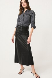 Washed Black Fitted Western Denim Shirt - Image 2 of 6