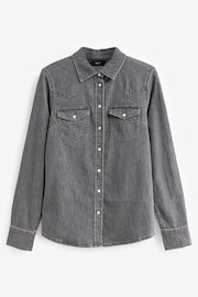 Washed Black Fitted Western Denim Shirt - Image 5 of 6