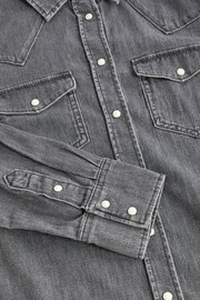 Washed Black Fitted Western Denim Shirt - Image 6 of 6