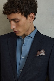 Reiss Grey Melange Tindari Silk Reversible Pocket Square - Image 2 of 5