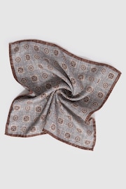 Reiss Grey Melange Tindari Silk Reversible Pocket Square - Image 5 of 5